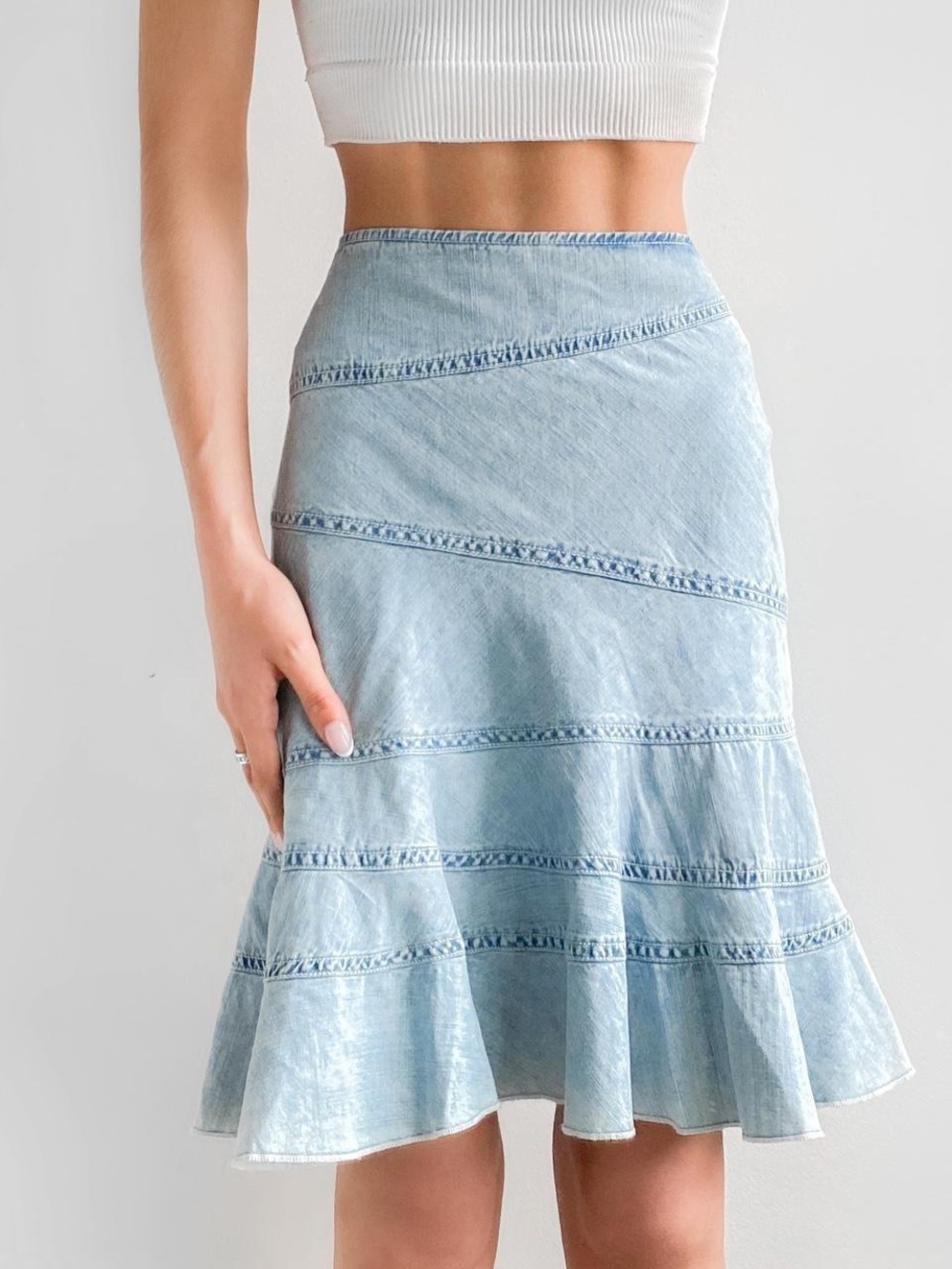 Urban Outfitters Millie Fluted Denim Mini Skirt